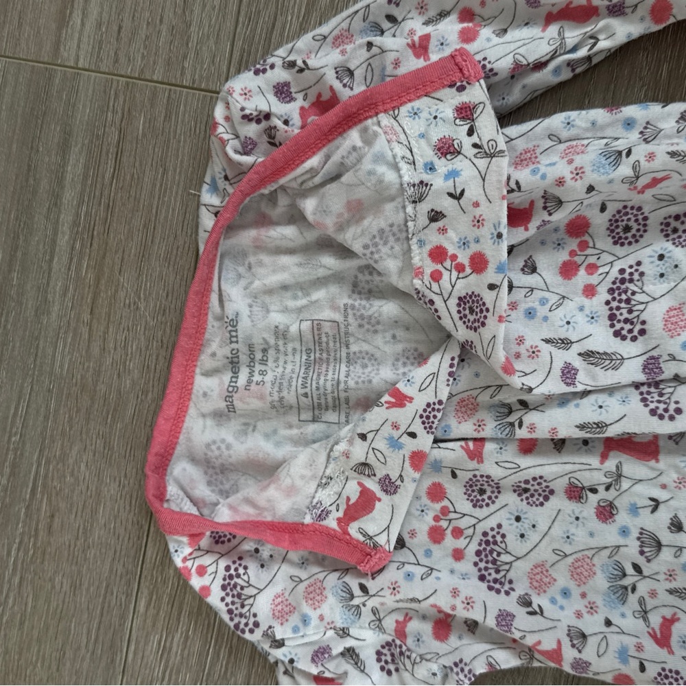 Pink Floral Footed One-Piece Pajamas - magnetic me - Picture 2 of 3
